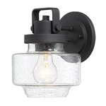 Rosecrans Outdoor Wall Light - Black / Clear Seeded