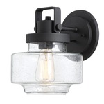 Rosecrans Outdoor Wall Light - Black / Clear Seeded