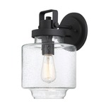 Rosecrans Outdoor Wall Light - Black / Clear Seeded