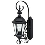 Carriage House Outdoor Wall Sconce With Top Scroll - Black / Clear