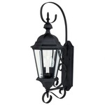 Carriage House Outdoor Wall Sconce With Top Scroll - Black / Clear