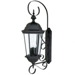 Carriage House Outdoor Wall Sconce With Top Scroll - Black / Clear