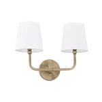 Dawson Bathroom Vanity Light - Aged Brass / White Fabric