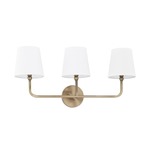 Dawson Bathroom Vanity Light - Aged Brass / White Fabric