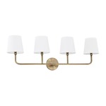 Dawson Bathroom Vanity Light - Aged Brass / White Fabric