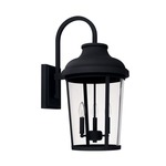 Dunbar 3 Light Outdoor Wall Sconce - Black / Clear