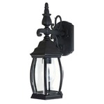 French Country Outdoor Wall Sconce - Black / Clear