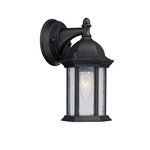 Main Street Outdoor Wall Light - Black / Clear Seeded