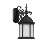 Main Street Outdoor Wall Lantern - Black / Clear Seeded