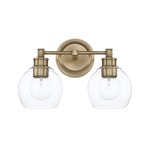 Mid Century Bathroom Vanity Light - Aged Brass / Clear