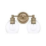Mid Century Bathroom Vanity Light - Aged Brass / Clear