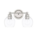 Mid Century Bathroom Vanity Light - Polished Nickel / Clear