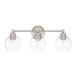 Mid Century Bathroom Vanity Light - Polished Nickel / Clear