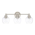 Mid Century Bathroom Vanity Light - Polished Nickel / Clear