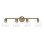 Mid Century Bathroom Vanity Light - Aged Brass / Clear