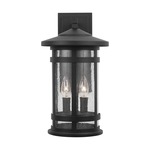 Mission Hills Outdoor Wall Lantern - Black / Seeded Glass