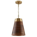 Dodd Cone Pendant - Matte Brass / Mango Wood