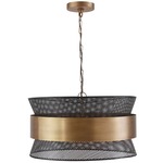 Metal Perforted Pendant - Patina Brass / Black