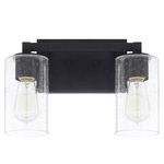 Ravenwood Bathroom Vanity Light - Black Iron / Clear Seeded