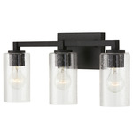 Ravenwood Bathroom Vanity Light - Black Iron / Clear Seeded