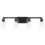 Ravenwood Bathroom Vanity Light - Black Iron / Clear Seeded