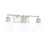 Signature Bathroom Vanity Light With Rectangle Back Plate - Brushed Nickel / Clear