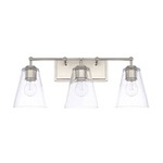 Signature Bathroom Vanity Light With Rectangle Back Plate - Polished Nickel / Clear Seeded