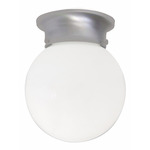 Globe Flush Ceiling Light Fixture - Matte Nickel / White