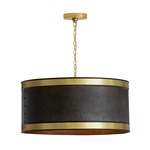 Dark Metal Drum Pendant - Brass / Galvanized Black