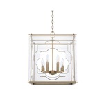 Signature 8 Light Foyer Pendant - Aged Brass / Clear