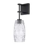 Embossed Glass Wall Sconce - Matte Black / Clear