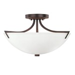 Stanton Semi Flush Ceiling Light - Soft White / Burnished Bronze