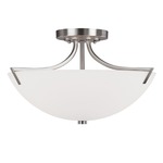 Stanton Semi Flush Ceiling Light - Soft White / Brushed Nickel