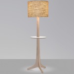 Nauta Floor Lamp with Table - Brushed Aluminum / White Washed Oak / Burlap
