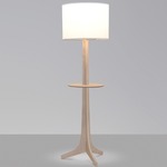 Nauta Floor Lamp with Table - Brushed Aluminum / White Washed Oak / White Linen
