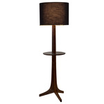 Nauta Floor Lamp with Table - Brushed Brass / Dark Stained Walnut / Black Amaretto