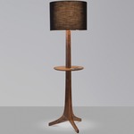 Nauta Floor Lamp with Table - Brushed Brass / Walnut / Black Amaretto