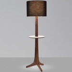 Nauta Floor Lamp with Table - Brushed Brass / Walnut / Black Amaretto
