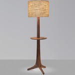 Nauta Floor Lamp with Table - Brushed Brass / Walnut / Burlap