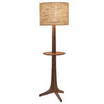 Nauta Floor Lamp with Table - Brushed Brass / Walnut / Burlap