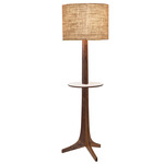 Nauta Floor Lamp with Table - Brushed Brass / Walnut / Burlap