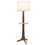 Nauta Floor Lamp with Table - Brushed Brass / Walnut / White Linen