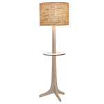 Nauta Floor Lamp with Table - Brushed Brass / White Washed Oak / Burlap