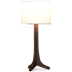 Nauta Table Lamp - Brushed Aluminum / Dark Stained Walnut / White Linen