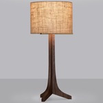 Nauta Table Lamp - Brushed Brass / Dark Stained Walnut / Burlap