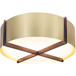 Plura Ceiling Flush Light - Walnut / Brushed Brass