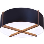 Plura Ceiling Flush Light - Walnut / Matte Black
