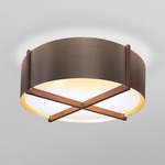 Plura Ceiling Light Fixture - Walnut / Distressed Brass