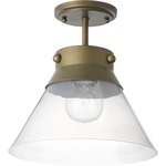 Tapia Trail Convertible Semi Flush Ceiling Light - Aged Brass / Clear Seeded