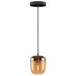 Acorn Color Pendant - Black / Amber Brass